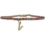 PETITE HANDMADE BRACELET FEATURING LETTER V ZIRCON CHARM