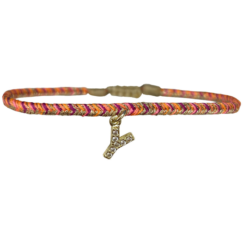 PETITE HANDMADE BRACELET FEATURING LETTER Y ZIRCON CHARM