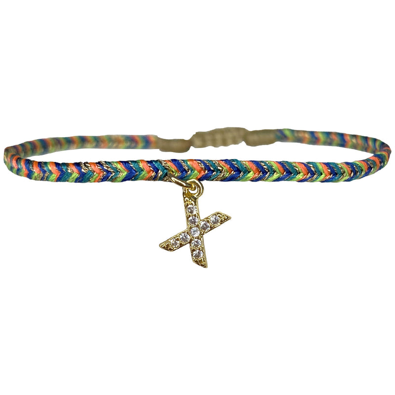 PETITE HANDMADE BRACELET FEATURING LETTER X ZIRCON CHARM