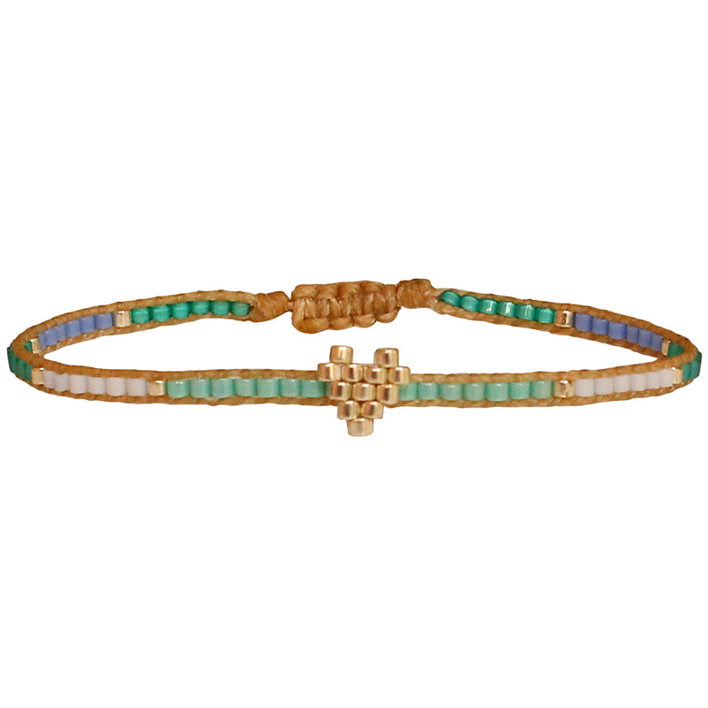 HANDMADE HEART DETAIL KIDS BRACELET IN BLUE TONES