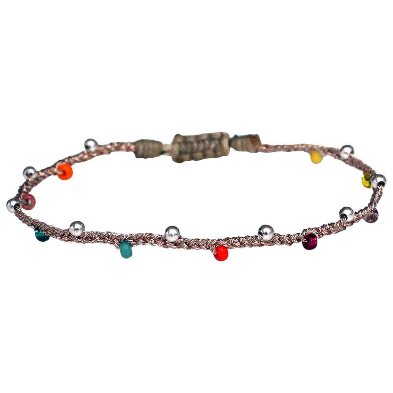 HANDMADE KIDS BRACELET IN SILVER AND BRIGHT COLOURS BEADS