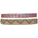 BRIGHT PINK SET OF TWO HANDMADE BEADED BRACELETS WITH PINK TOURMALINE STONE