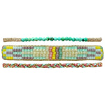 SET OF THREE HANDMADE BRACELETS IN BLUE, LILAC & ROSE GOLD TONES