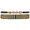 HANDMADE SET OF TWO BEADED BRACELET IN BLACK AND GOLD