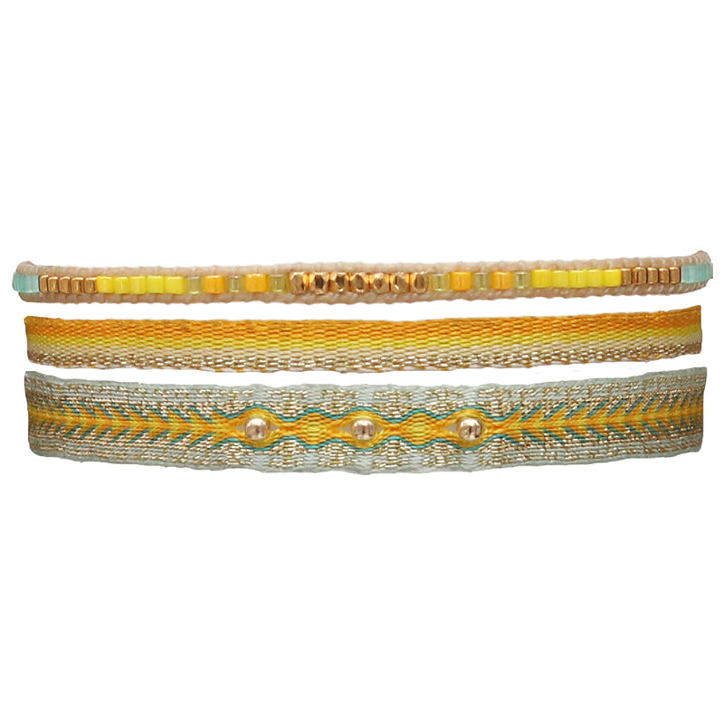SET OF THREE BRIGHT YELLOW HANDMADE BRACELETS