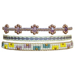 SET OF THREE HANDMADE BRACELETS IN LILAC TONES
