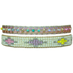SET OF TWO HANDMADE BRACELETS IN PINK AND NEUTRAL TONES WITH MIXED STONES 