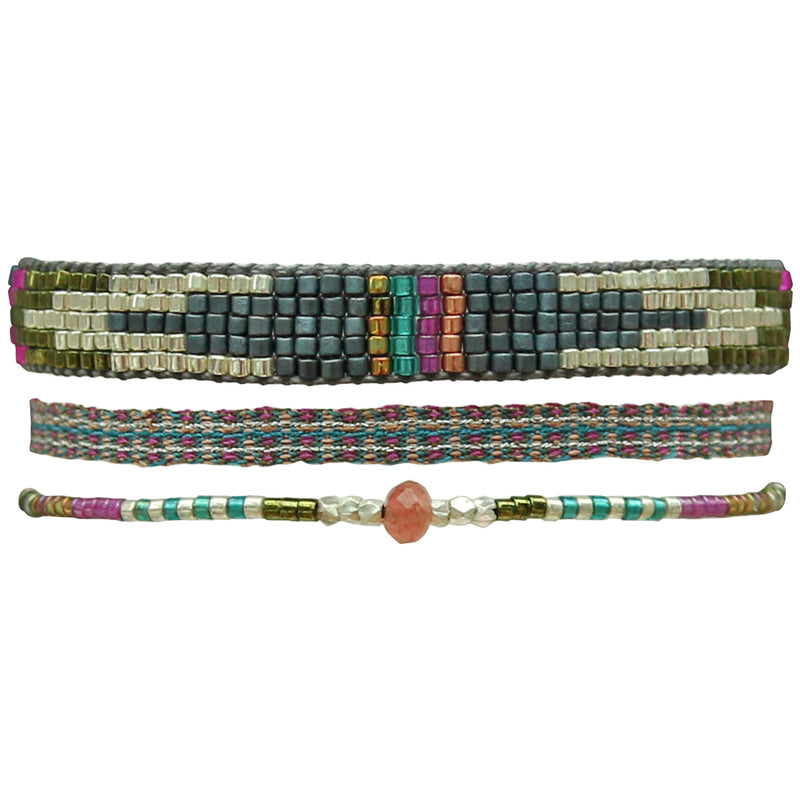 SET OF THREE BRACELETS IN TONES OF BLUE & SILVER