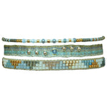 HANDMADE SET OF THREE BRACELETS IN BLUE & GOLD TONES