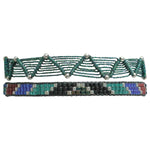 SET OF TWO BRACELETS IN DARK GREEN AND BLUE TONES