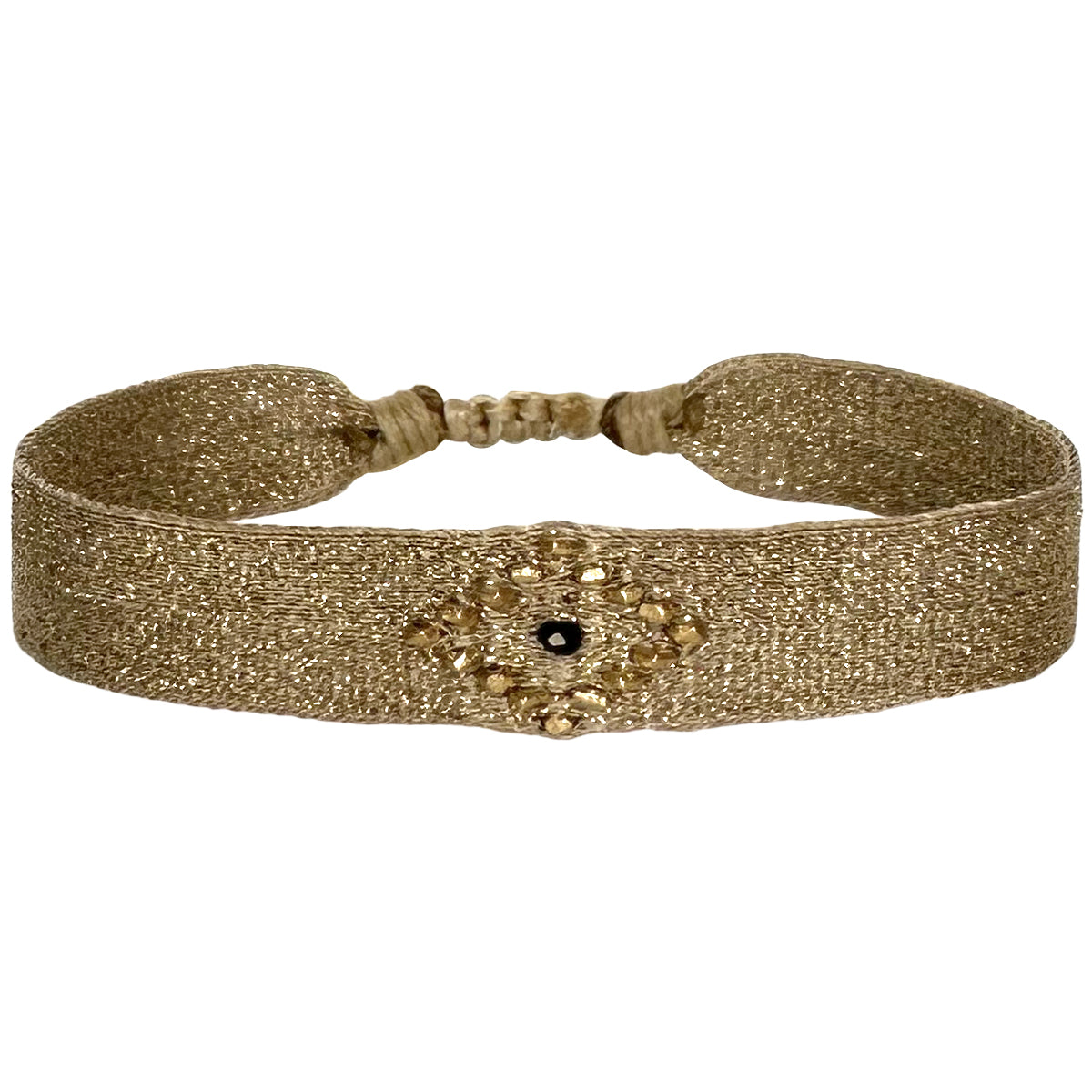 GOLDEN HANDWOVEN BRACELET FEATURING A SPINEL STONE AND GOLD DETAILS