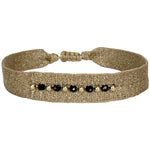 GOLDEN HANDWOVEN BRACELET FEATURING SPINEL STONES AND GOLD DETAILS