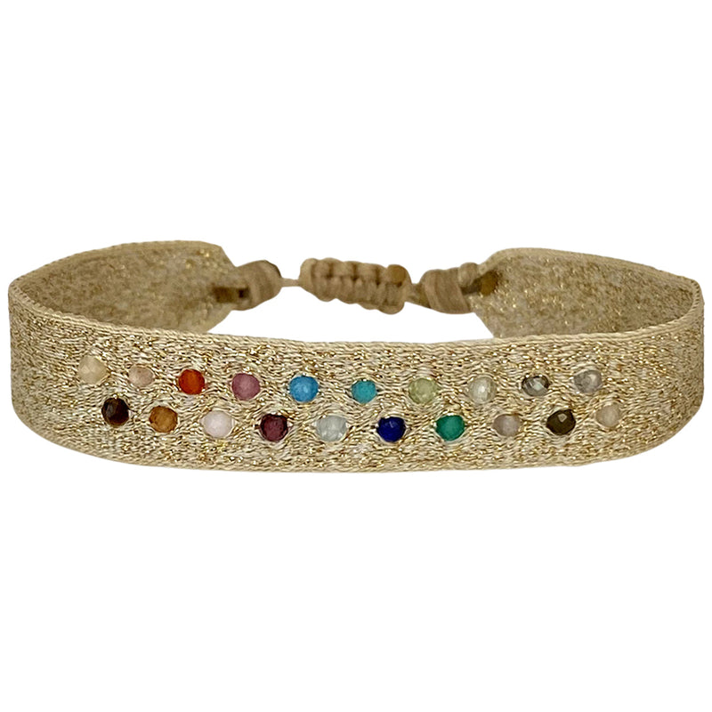 PARIS HANDWOVEN BRACELET FEATURING GEMSTONES DETAILS IN GOLD TONES