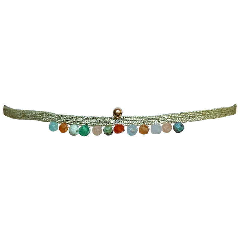 HANDMADE PEACOCK BRACELET IN GREEN AND GOLD TONES