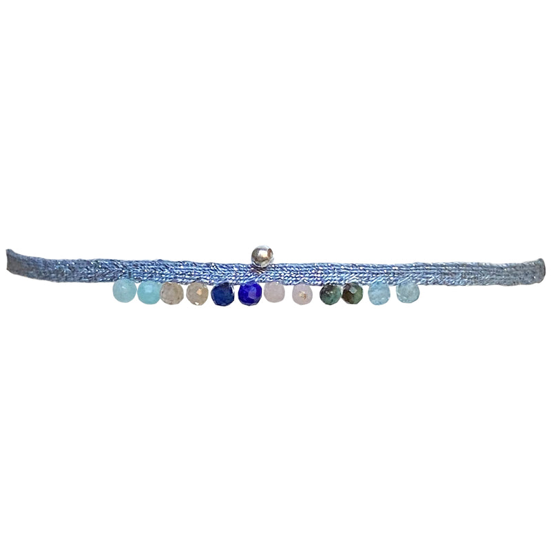 HANDMADE PEACOCK BRACELET IN BLUE AND SILVER TONES