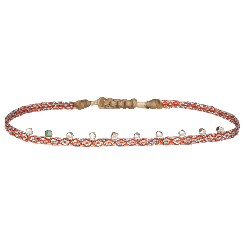 STONE BRACELET IN ORANGE AND SILVER TONES