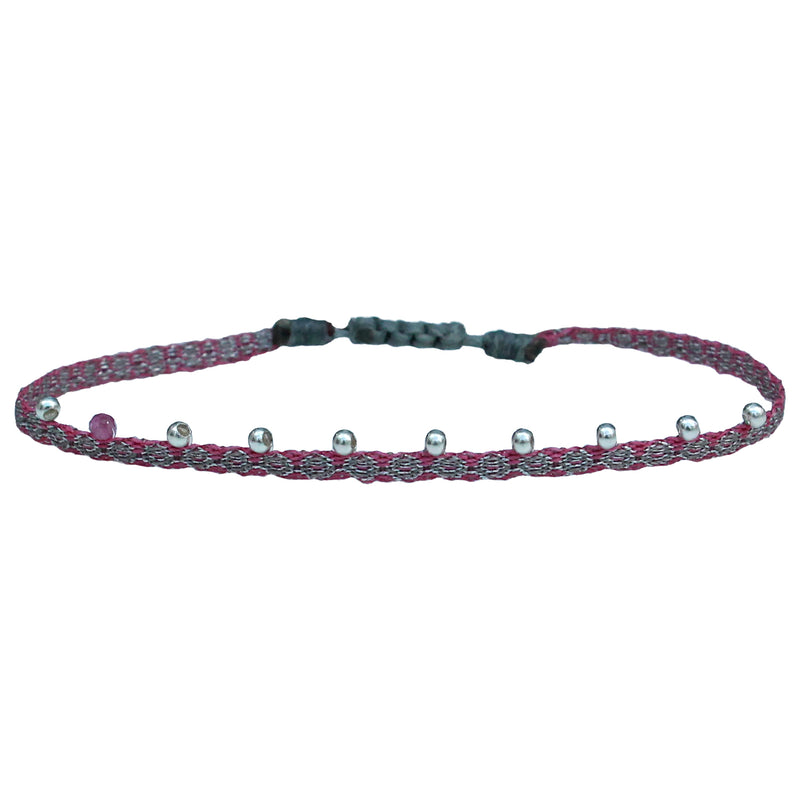 STONE BRACELET IN PINK AND SILVER TONES