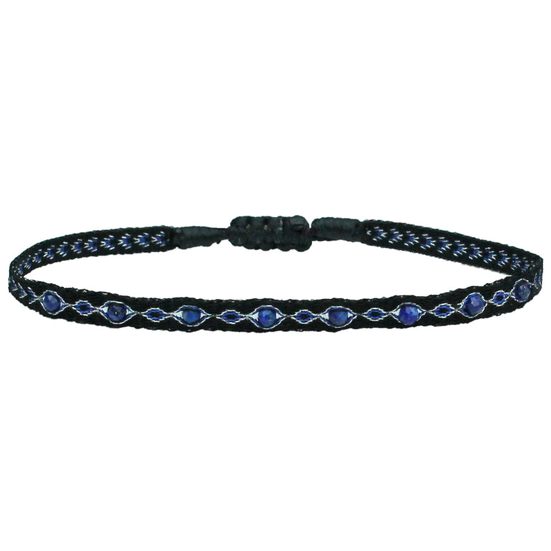 HANDWOVEN BRACELET WITH LAPIS LAZULI IN DARK TONES