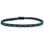HANDWOVEN BRACELET WITH GREEN ONYX STONES IN DARK TONES