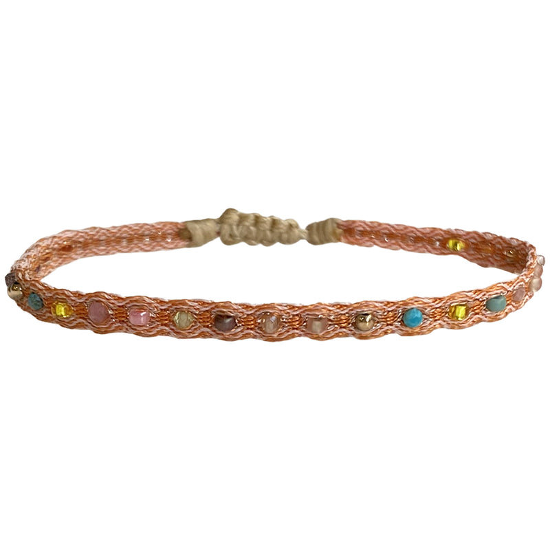 HANDMADE MIX BRACELET IN PINK AND ORANGE TONES