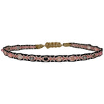 This LeJu bracelet has been handwoven in Colombia by our team of artisans using Polyester threads in pink and black tones with a mix of gemstones and colourful glass beads.   This can be worn solo or with your favourite pieces.  Details:      Polyester threads     Gemstones and Glass bead details     Handwoven adjustable bracelet     Width 4mm     Can be worn on the water