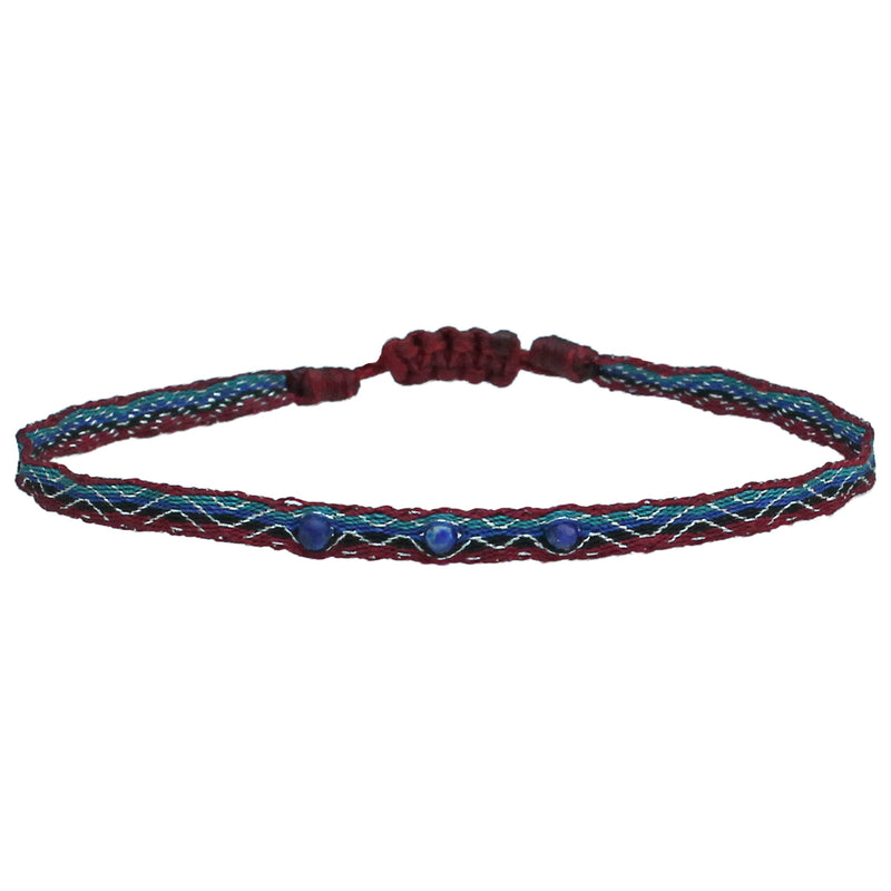 HANDWOVEN BRACELET WITH 3 LAPIS LAZULI STONES