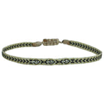 HANDWOVEN THREE STONE BRACELET IN BLACK AND GOLD TONES