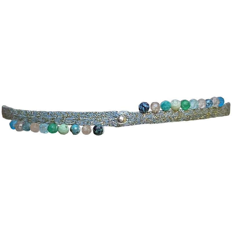 HANDMADE PEACOCK BRACELET IN BLUE AND SILVER TONES