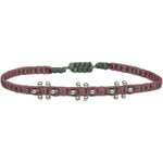 HANDWOVEN 3 FLOWER BRACELET WITH SILVER DETAILS IN PINK TONES
