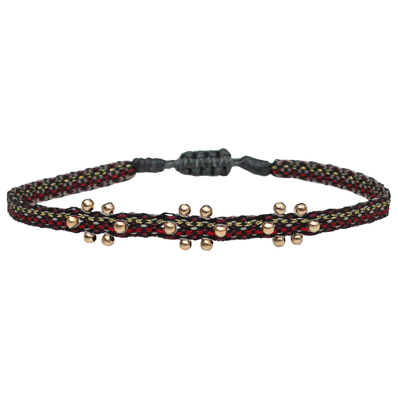 HANDWOVEN 3 FLOWER BRACELET WITH 14K GOLD FILLED DETAILS