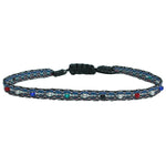 COLOURFUL HANDWOVEN BRACELET IN DARK TONES AND SILVER DETAILS