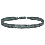 HANDWOVEN BRACELET IN GREY TONES WITH 3 SILVER BEADS