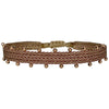   This beautiful hadmade bracelet has been handwoven in Colombia by our team of artisans using Polyester threads in burgundy tones with 14k rose gold filled beads.  This can be worn solo or with your favourite pieces.  Details:      Polyester threads     14k rose gold filled beads     Handwoven adjustable bracelet     Width 5mm     Can be worn in the water     Women bracelet