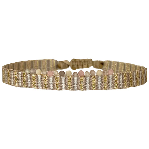 This elegant bracelet is designed for everyday wear. Its simple design, as well as its versatility, make it a perfect gift for any occasion.  It's Set With a Beautiful Array Of intermixed semi-precious stones and handwoven using polyester threads.   Details:  -Intermixed semi-precious stones  -Handwoven using polyester threads  -Adjustable bracelet   -Width:0.7 cm   -Can be worn in the water