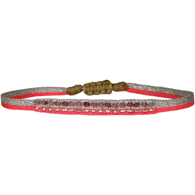 HANDMADE HARMONY BRACELET FEATURING PINK TOURMALINE AND SILVER BEADS DETAILS
