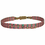 HANDMADE JESTIC BRACELET IN PINK, TURQUOISE AND GOLD WITH PINK TOURMALINE CENTRE STONE