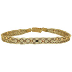 This beautiful handwoven bracelet features a mix of 14k  gold filled beads and semi precious stones. The pink tones and delicate pattern in this bracelet can be worn all season.  This bracelet can be worn alone or stacked with your favourite pieces.  Details:      24 14k Gold filled beads     6 Semi Precious stones     Handwoven adjustable bracelet     Width 6mm