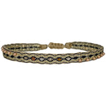      24 14k Gold filled beads     6 Semi Precious stones     Handwoven adjustable bracelet     Width 6mm