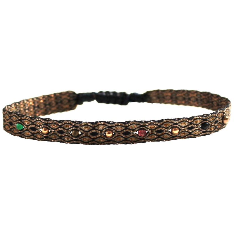 HANDMADE MIX BRACELET IN BLACK AND ROSE GOLD TONES