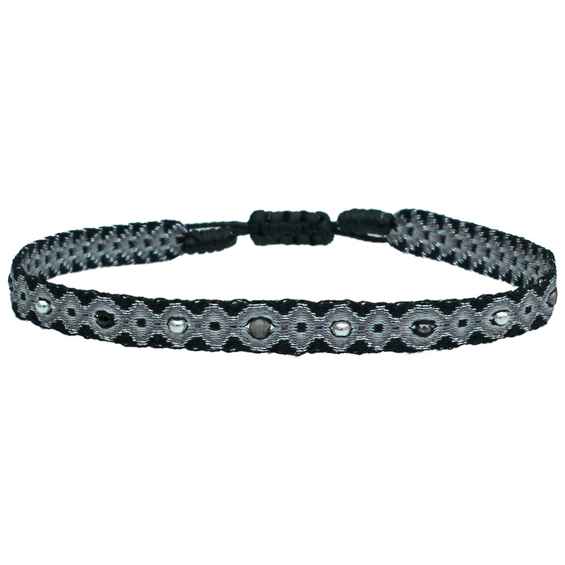 HANDWOVEN INTERMIXED BRACELET IN BLACK AND GREY