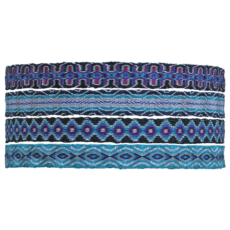SET OF FOUR BASIC BRACELETS IN DARK BLUE AND PURPLE TONES