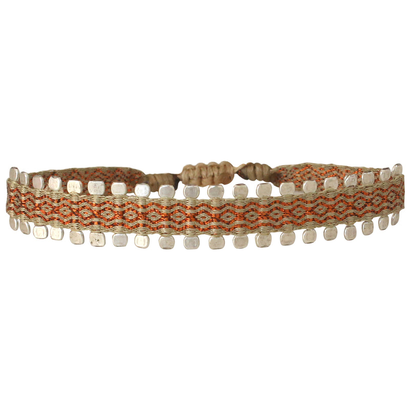 HANDWOVEN PIN BRACELET IN COPPER TONES FOR HIM