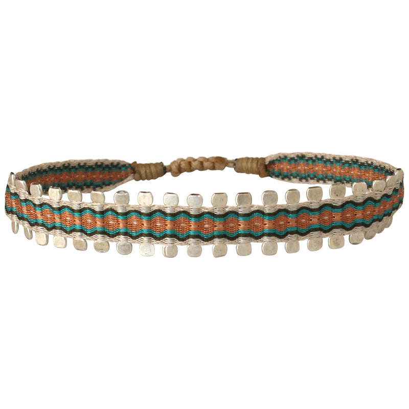 HANDWOVEN PIN BRACELET IN ORANGE TONE FOR HIM