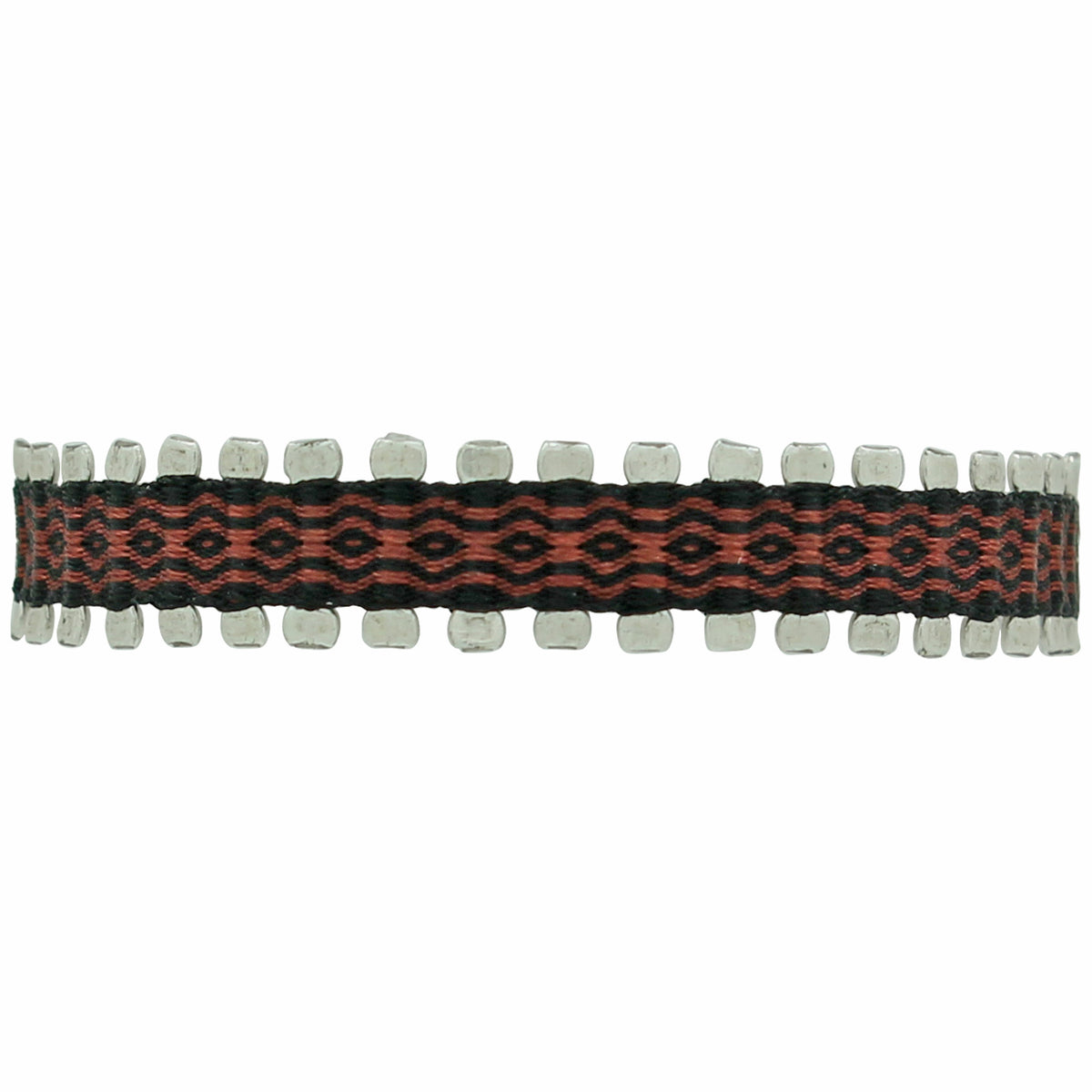 HANDWOVEN PIN BRACELET IN DARK RED AND BLACK COLORS FOR HIM