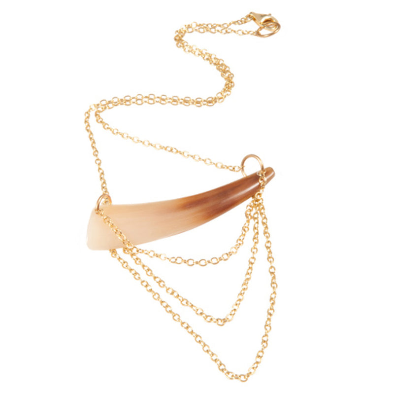 Horn and Gold Pendant Necklace