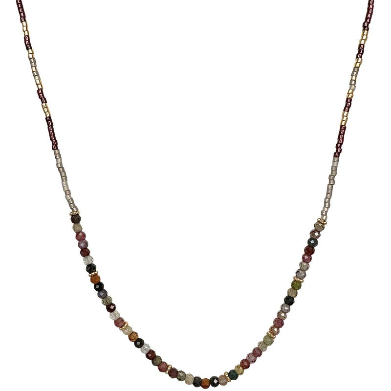INTERMIXED SEMI-PRECIOUS STONES NECKLACE WITH GOLD DETAILS