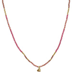 HEART NECKLACE WITH GOLD DETAILS IN PINK TONES