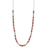 STERLING SILVER CHAIN NECKLACE IN RED TONES