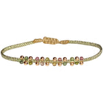 HANDMADE NORA BRACELET IN METALLIC GREEN WITH WATERMELON TOURMALINE SEMI-PRECIOUS STONES