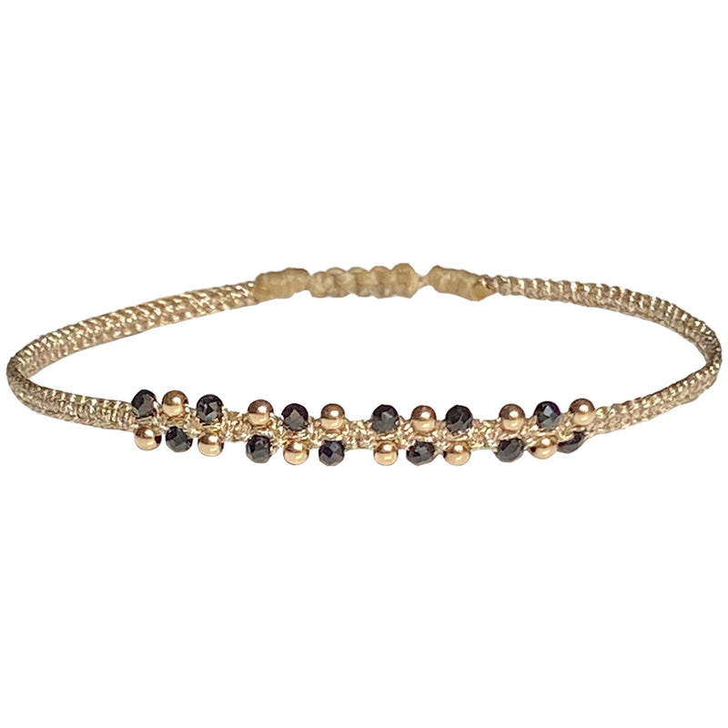 HANDMADE NORA BLACK AND GOLD BRACELET FEATURING SPINEL SEMI-PRECIOUS STONES